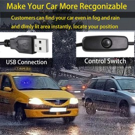 Kingshowstar Taxi LED Light Signs,Blue Led Light Signs for Car Windshield Cab LED Sign Light, Taxi LED Sign with Suction Cups Hook on Car Window,USB Plug