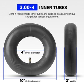 AR-PRO 2-Pack Heavy Duty 3.00-4 Inner Tube with TR87 Bent Valve Stem for ATV Wheelbarrows Tractors Mowers Hand Trucks E300 E325 Razor Scooter and More