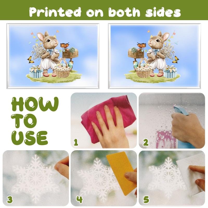 BOOMTOP 9 Sheets Easter Window Stickers, Bunny Ester Window Clings