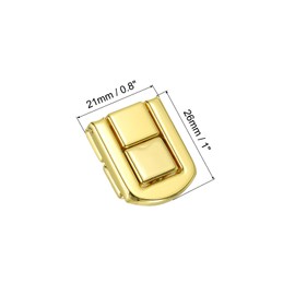 PATIKIL Toggle Catch Lock 1" x 0.8", 8Pack Metal Hasp Latch Rectangle Retro Style Clasp Latch for Jewellery Box Decoration Suitcase Toolbox, Gold