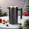 Meelio Black French Press Stainless Steel 34oz, Double Wall Insulated