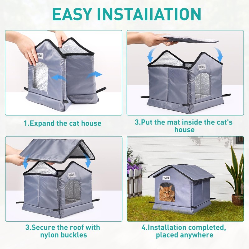 Tailtastic Weatherproof & Insulated Outdoor Cat House -Easy Assembly, Raised