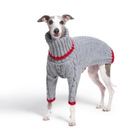 ESCCBOO Italian Greyhound Clothes, Warm Sweater for Whippets, Dog Onesie, Two-Legged Turtleneck Warm Sweater for Small Medium Dogs (Small, Grey)