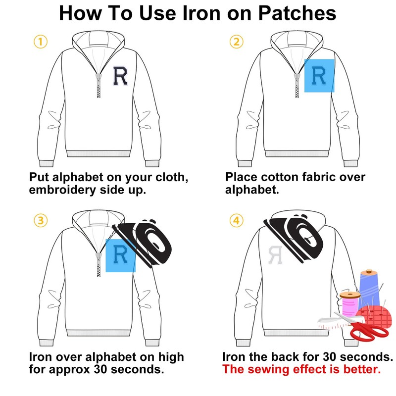 Jongdari 55pcs Iron On Letters Patches for Clothing, 1.5" Embroidery
