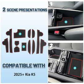 2025 K5 GT-Line Door Slot Mats,for 2025 Kia K5 DL3 Accessories Anti-Slip Interior Rubber Mats Center Console Liner Compatible with 2025 Kia K5 GT/GT-Line/EX/LXS(12PCS/Sets)