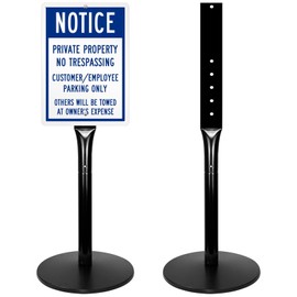 Mutualsign Parking Sign Post 49" Heavy Duty Cast Iron Parking Signs Stand, Movable Sign Stand for Hanging Signs, Black (20lbs, 2Packs)
