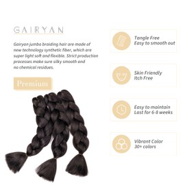 Gairyan Jumbo Braids Extensions Braiding Synthetic Hair for Braiding Hair 3 Pieces 300 g Braiding Hair Extensions 60 cm Ombre Synthetic Braids Afro Hair for Box Crochet Braids (Dark Brown)