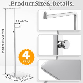 Maitys 4 Pack Purse Display Stands, Adjustable Height Handbag Display Stand Metal Bag Display Rack Handbag Stand Holder Single Hanging Hook Bag Stand for Boutique Store (Silver)