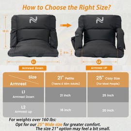 LILYPELLE Double Heated Stadium Seat Bleacher Seat with Back & Arm Support, Portable 6 Reclinng Positions Stadium Seating for Bleachers, Bleacher Seats for Sports Events, Outing, Travelling, Hiking