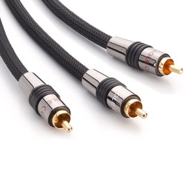 Eagle Cable by Inakustik – 10041080 – Deluxe Y Subwoofer Cable | Powerful and Dynamic Sound, High Copper Content | 8.0 m in Black | Double Shielding - Full Metal Connector | with Braided Shield