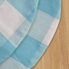 Sky Blue & White Cotton Buffalo Check Round Placemat, Set