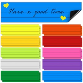 Spakon 20 Pcs Magnetic Sentence Strips 12 x 3 Inch Lined Magnetic Dry Erase Teaching Supplies Reusable Ruled Classroom Learning Tool for Whiteboard Teacher(Colorful)