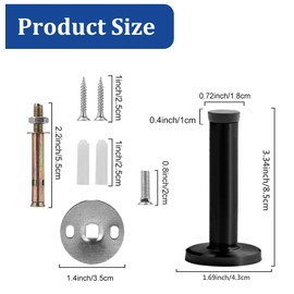 Misuyue Wall Door Stopper Stainless Steel 8.5 cm Door Stopper Wall Mounted with Rubber Buffer Includes Fixings - Door Buffer (Black)