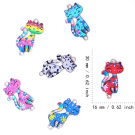 SiegYma Mixed Color Cat Charm Animal Cute Cat Enamel Pendant, 30 Pcs DIY Making Necklace Bracelet Earring Connector Charms for Jewelry Making Alloy Accessories (B)