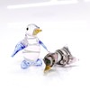 Sansukjai 2 Penguins Miniature Figurines Animals Hand Blown Glass Art