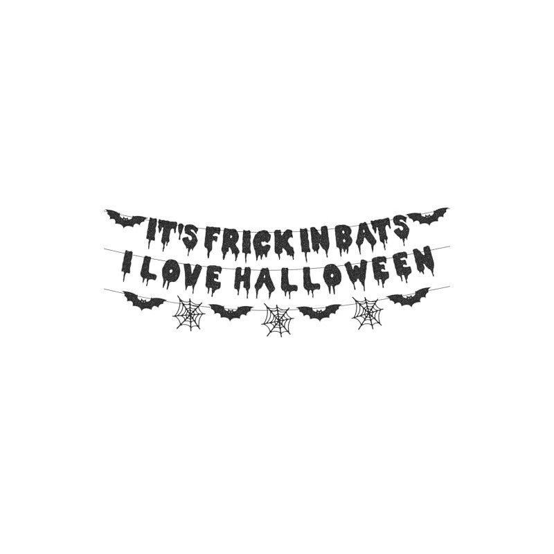 Halloween Banner with Bat and Spider Web Garland- Bloody Bat