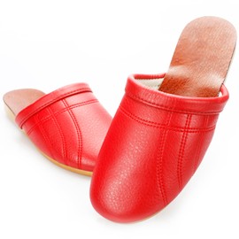 Men's Leather Slippers Faux Leather Slippers for women Scuff Slippers Minimalist Mules Easy to clean Colsed toes House Non-slip Shoes for Office Home Bedroom Living Room kitchen room Guests Visitor