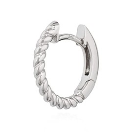 NKlaus Single Twisted Hoop Earrings 925 Silver Rhodium-Plated 15 mm or 14 mm Women's Hoop Earrings, Sterling Silver