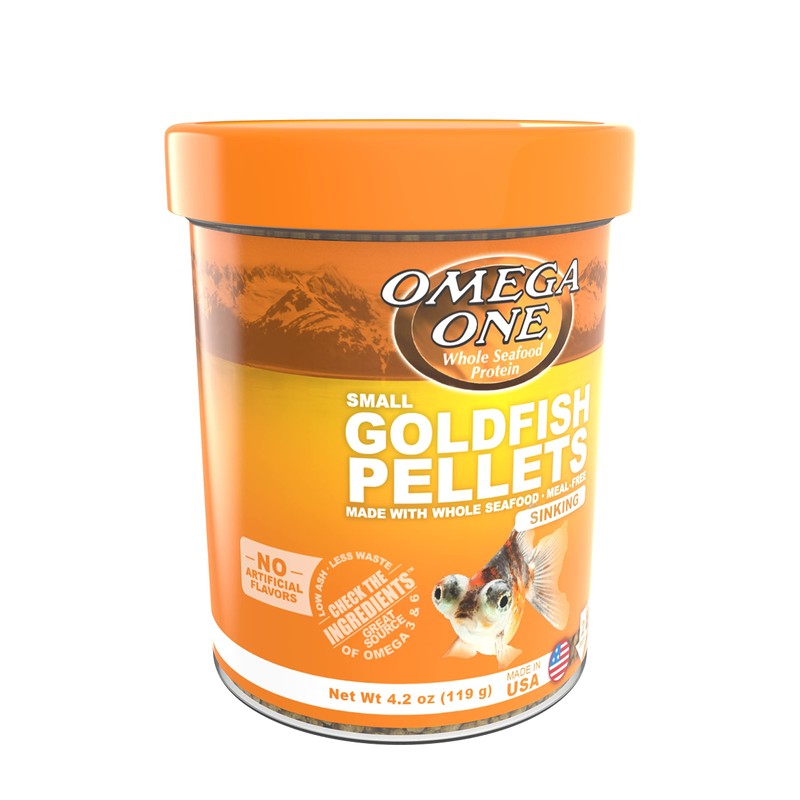 Omega One Goldfish Pellets, Sinking, 2mm Small Pellets, 4.2 oz