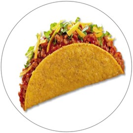 Taco - 100 Pack Circle Stickers 3" x 3" - Mexican Food Delicious Yum Meat