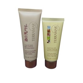 Terramar, Set de 2 Cremas para Manos, Crema con Mantequillas Naturales 80g y Crema con Extractos de Coco, Limn y Algas Rojas 60g                      