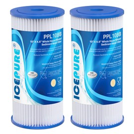 ICEPURE 20 Micron 10" x 4.5" Whole House Sediment Pleated Water Filter Replacement for GE FXHSC, Culligan R50-BBSA, Pentek R50-BB, DuPont WFHDC3001, W50PEHD, GXWH40L, GXWH35F for Well Water, 2PACK