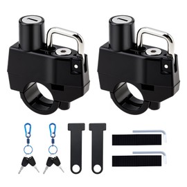 Windance Motorcycle Helmet Lock with Quick Release Strap Buckle D Ring Extender, 7/8" Handlebar Pipe Mount on Luggage Rack Bumper Frame Tube, Tamper-Proof Anti Theft Lock for Motorbike Bike (2)