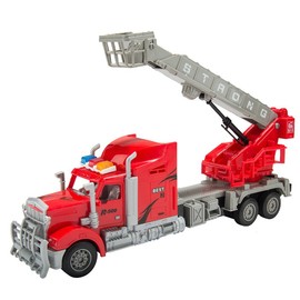 eBigValue 1:15 Scale Remote Control Big Rig with Extendable Crane and Lights – Realistic Rescue Truck with Full-Function Controls and Sounds for Kids