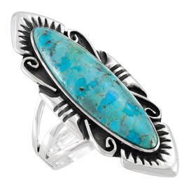 Turquoise Ring Sterling Silver 925 Genuine Gemstones Size 6 to 11 (Turquoise) (11)