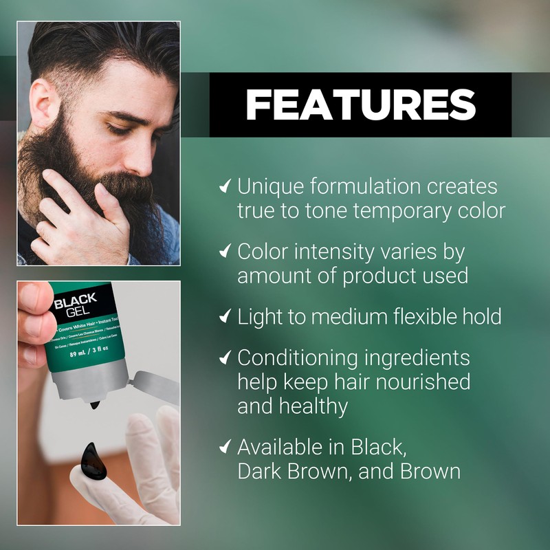 Clubman Pinaud Black Styling Gel - Grey-Free Hair Gel for