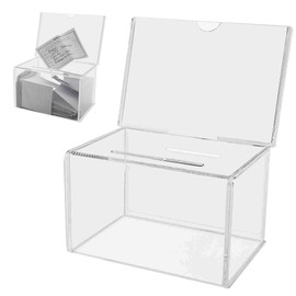 Deflecto Classicimage Suggestion Box Clear - Ideal for Business Cards, Raffle, Coins, Tips & Charity Donations Collection - With Stackable Sign Holder