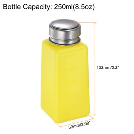 HARFINGTON Solvent Alcohol Dispenser 250ml(8.5oz) Push Down Liquid Dispenser Pump with Sealing Stainless Steel Lid for Acetone Cleanser Polish Remover, Yellow