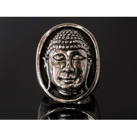 Fly Style Large Buddha Signet Ring Made of 316L Stainless Steel for Men and Women, Stainless Steel