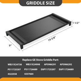 Upgraded WB31X24738 Cast Iron Griddle Compatible With Ge WB31X24738 Stove Top Griddle Parts, For General Electric JGB700SEJ4SS And JGSS66SEL3SS Griddle Pan For Stove Top Griddle For Gas Stove