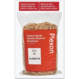 Plexon Rubber Bands, Size 18, 3" x 1/16", 4 Pack (1600 Bands/Pack), High Elasticity, Beige, 0.04" Gauge (00118)