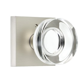 coolnews Glass Door Knobs Interior, Privacy Bathroom Bedroom Crystal Door Knobs with Lock, Satin Nickel Door Knobs