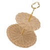 2 Tier Rattan Serving Standing Trays Round Woven Bread Fruit