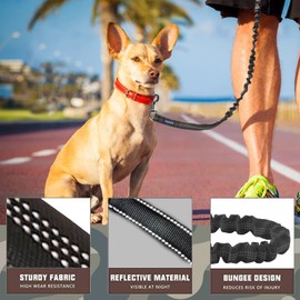 AUROTH Heavy Duty Bungee Dog Leash for Medium Large Breed Dogs, No Pull for Shock Absorption with Car Seat Belt, 2 Padded Handles 4.5FT 6FT Training Dog Leash (MAX: 4.5 FT, Black01)