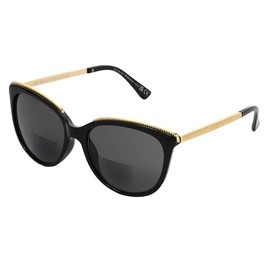 Foster Grant Sofia Vergara x Women's Margarita Sunreaders Bifocal Style Reader Sunglasses,SHINY BLACK AND GOLD, 2.5x