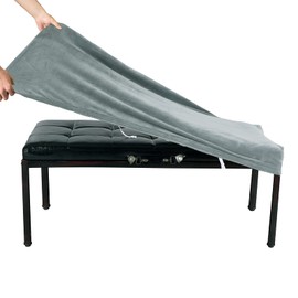 SINOSSO Soft Velvet Bedroom Bench Cover, (48"- 62") L x (15"- 20") W Stretch Washable Upholstered Protector Rectangle Long Chair Slipcover, (XL, Dark Grey)