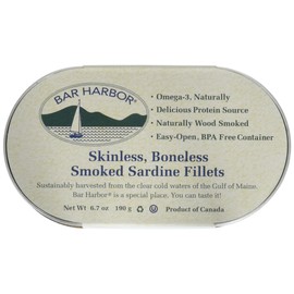 Bar Harbor Wild Smoked Skinless Boneless Sardine Fillets 6.7 oz. (Pack of 12),BH00157
