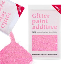 TORC Pink Glitter Paint Additive - Multi-Size Glitter Powder for Acrylic Paint, Walls, Wood Furniture & Crafts (400g/14oz) - Interior/Exterior Use on All Finishes