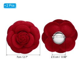 PATIKIL Camellia Fabric Pin, 2 Pcs Flower Brooch Artificial Flowers Brooches for Women Girls Cloth Wedding Party Decor Accessories Jewelry Gift, Red