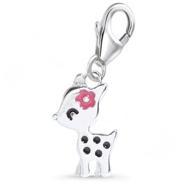 Goldene Hufeisen Fawn Carabiner Charm Pendant for Charm Bracelet or Necklace Made of 925 Sterling Silver, Sterling Silver, No Gemstone