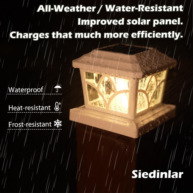 SIEDiNLAR Solar Post Cap Lights Outdoor 4 Modes 40 LEDs