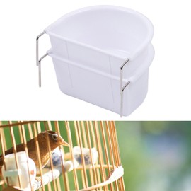 Generic 2 Pieces Bird Feeding Dish Bird Cage Accessories, Easy to Install, Hanging Feeding Bowl Parrot Cage Feeder Sturdy for Budgie, 10.9cmx9.8cmx5.4cm, Optional
