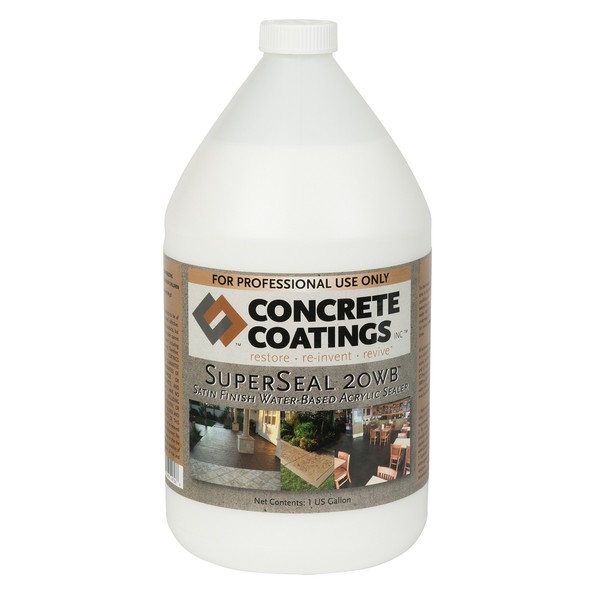 CC Concrete Coatings SuperSeal 20WB - Water Base Acrylic Sealer, Quick Drying, Safe & Easy to Use - Satin Finish (1 Gal)