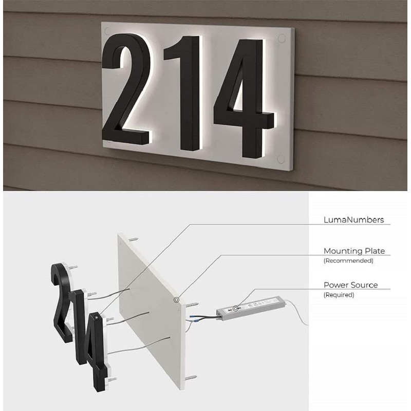 7 Inch LED House Numbers, ABS-Polymer, Premium Quality, Backlit LED