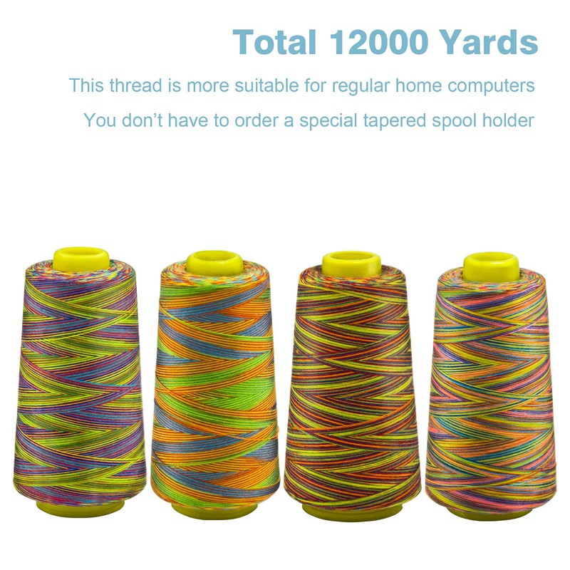 Serger Thread, All-Purpose Thread for Sewing, Rainbow Thread, Variegated Polyester