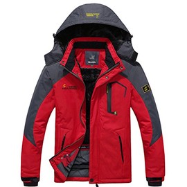 Wantdo Men's Waterproof Mountain Jacket Fleece Windproof Ski Jacket US XL Red XL